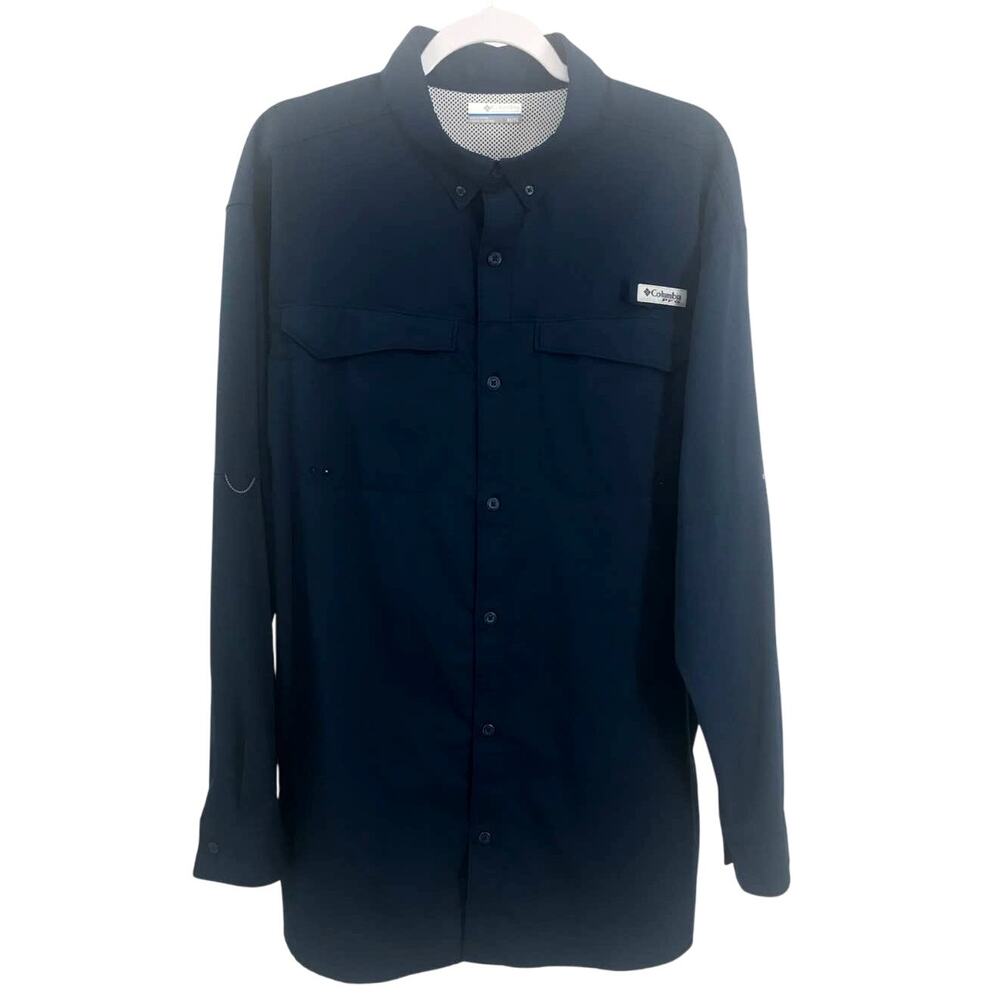 Columbia PFG Blue Long Sleeve Vented Omni-Shade Button Down Shirt Mens XL